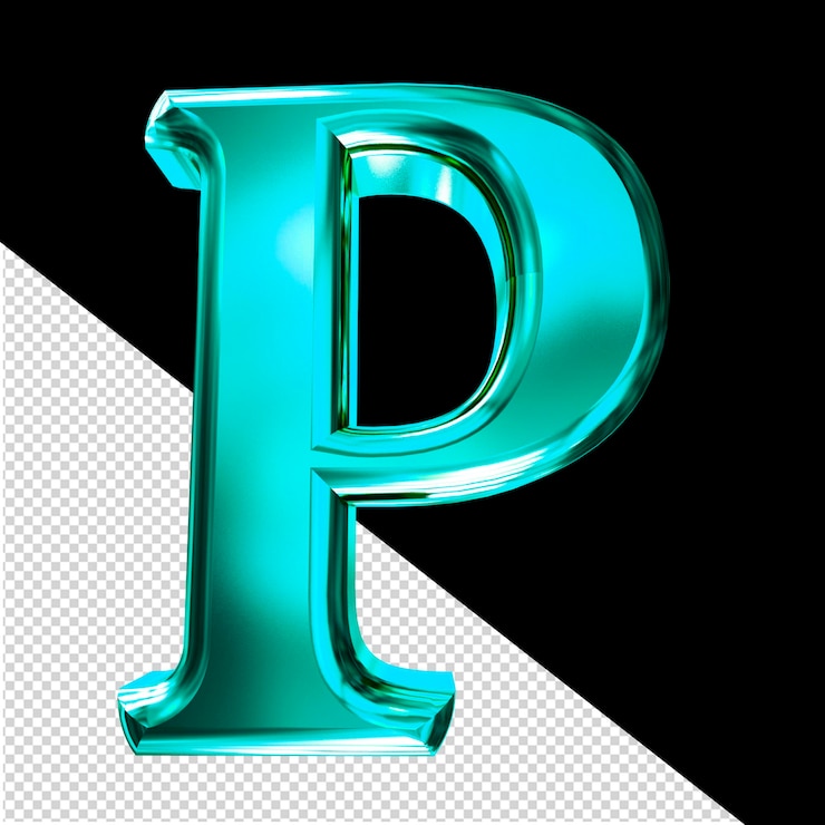 PSD turquoise 3d symbol with bevel letter p