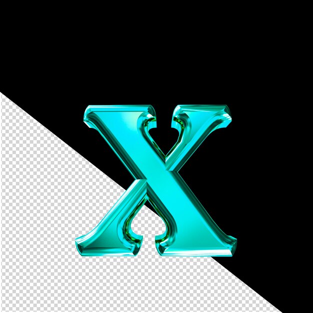 PSD turquoise 3d symbol with bevel letter x