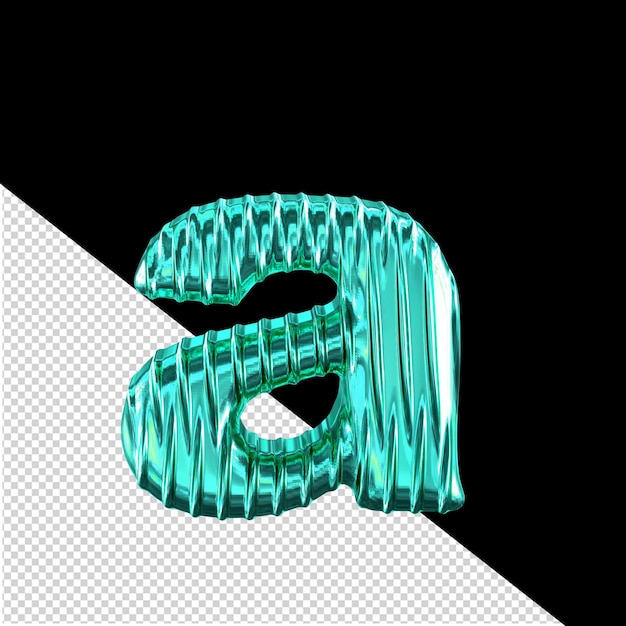 Turquoise 3d-symbool met verticale ribben letter a