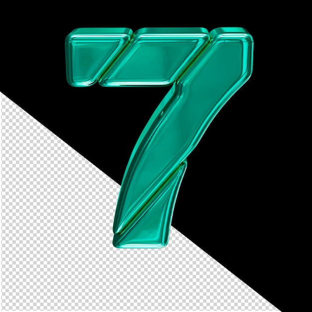 PSD turquoise block symbol number 7
