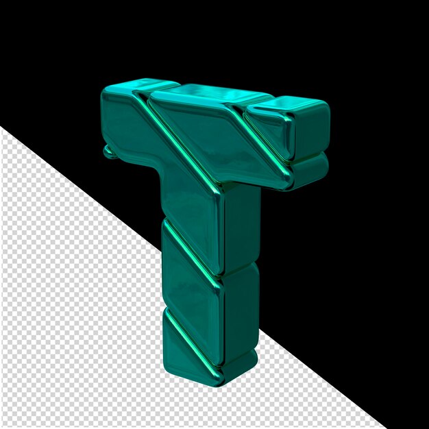 PSD turquoise diagonal block symbol view from the left letter t