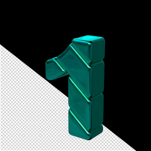 turquoise diagonal block symbol view from the left number 1