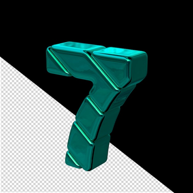 turquoise diagonal block symbol view from the left number 7