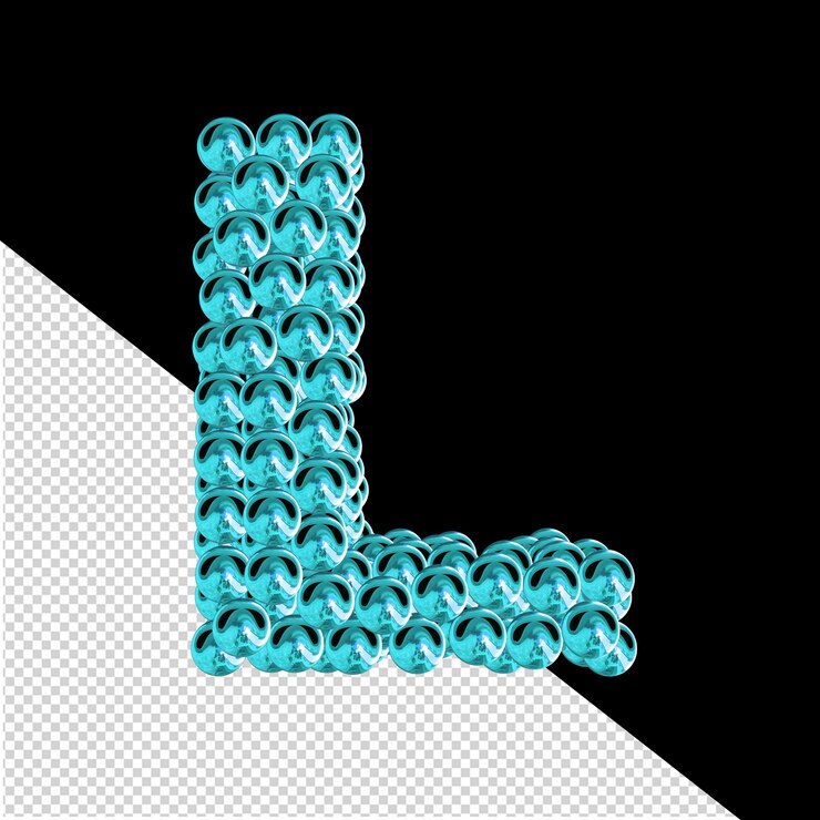 PSD turquoise letters from spheres letter l