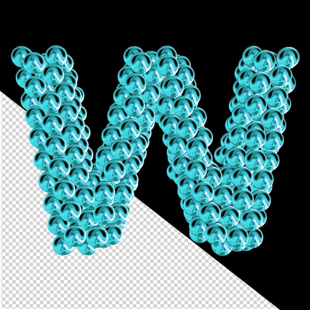 PSD turquoise letters from spheres letter w