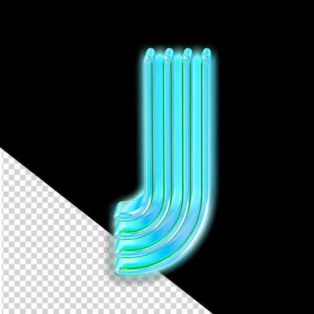 PSD turquoise lichtgevende symboolletter j