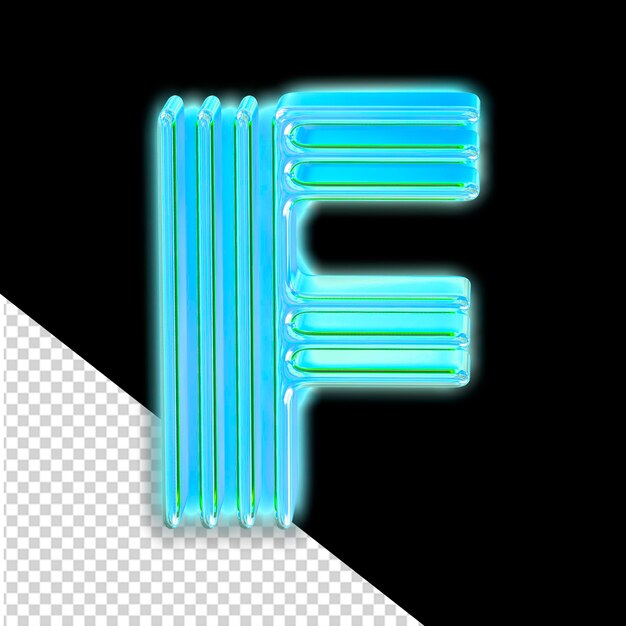 PSD turquoise luminous symbol letter f