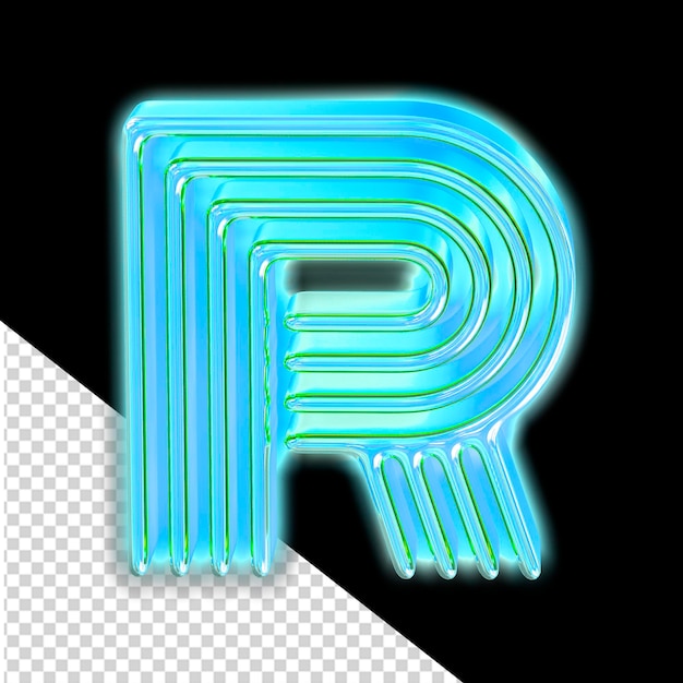 PSD turquoise luminous symbol letter r