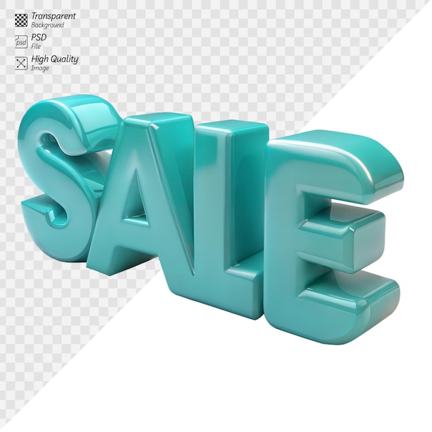 PSD turquoise sale sign with glossy 3d effect for promotions