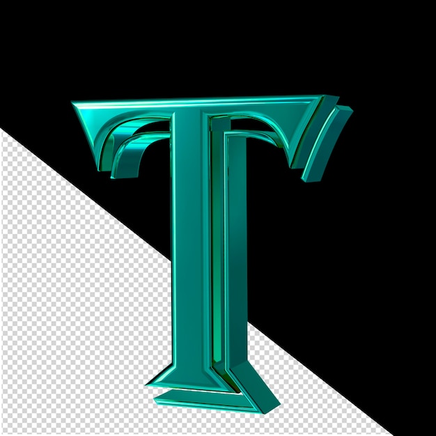 turquoise symbol view to the right letter t