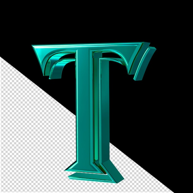 PSD turquoise symbol view to the right letter t