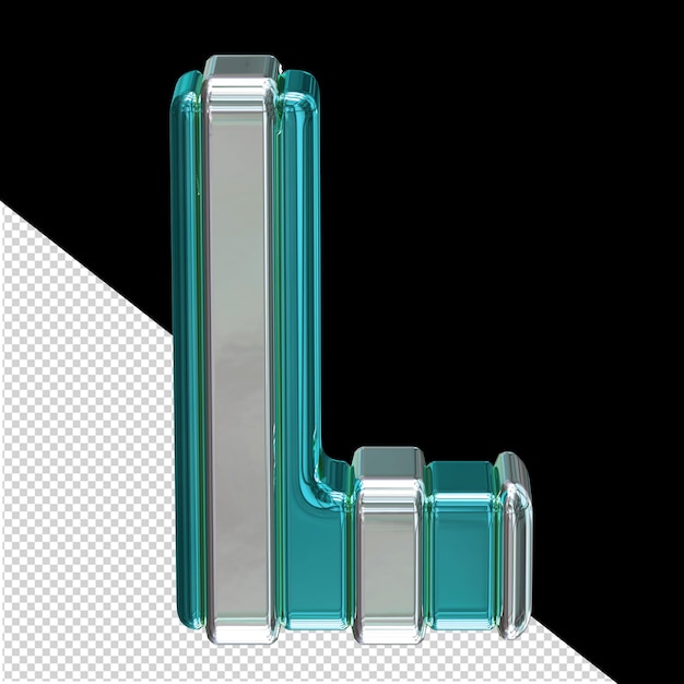 Turquoise symbol with silver letter l