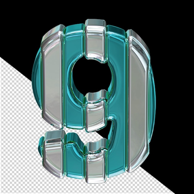 Turquoise symbol with silver number 9