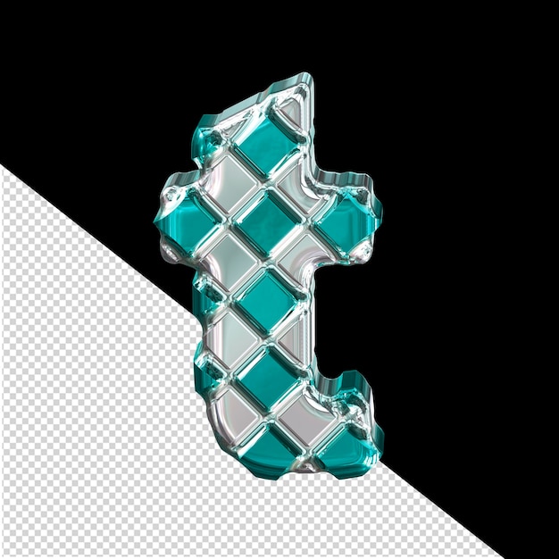 PSD turquoise symbol with silver rhombuses letter t