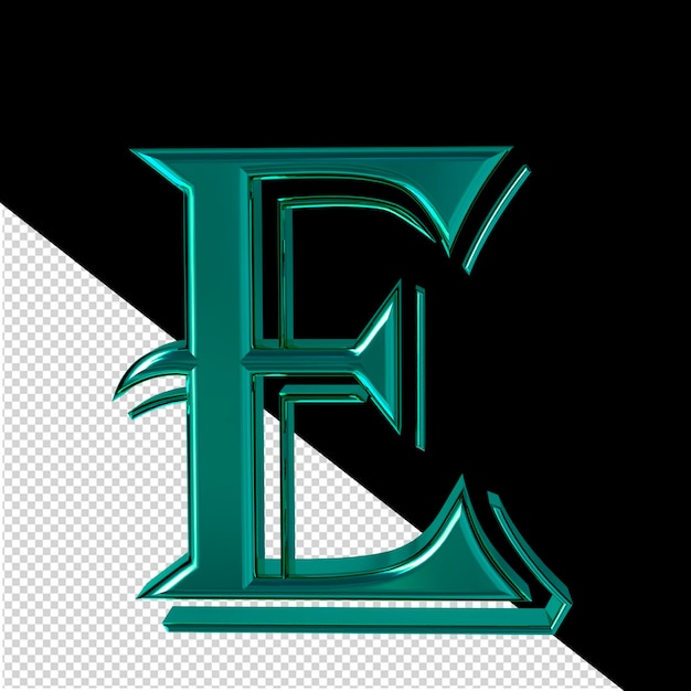 Turquoise symbool letter e