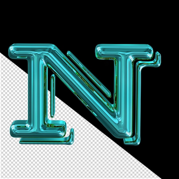 Turquoise symbool letter n