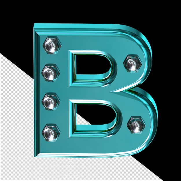 PSD turquoise symbool met bouten letter b