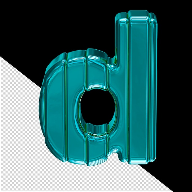 PSD turquoise symbool met riemen letter d