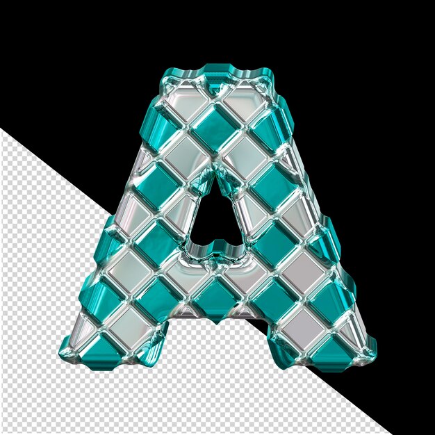 Turquoise symbool met zilveren ruiten letter a