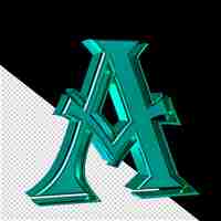 PSD turquoise symboolweergave van links 3d letter a