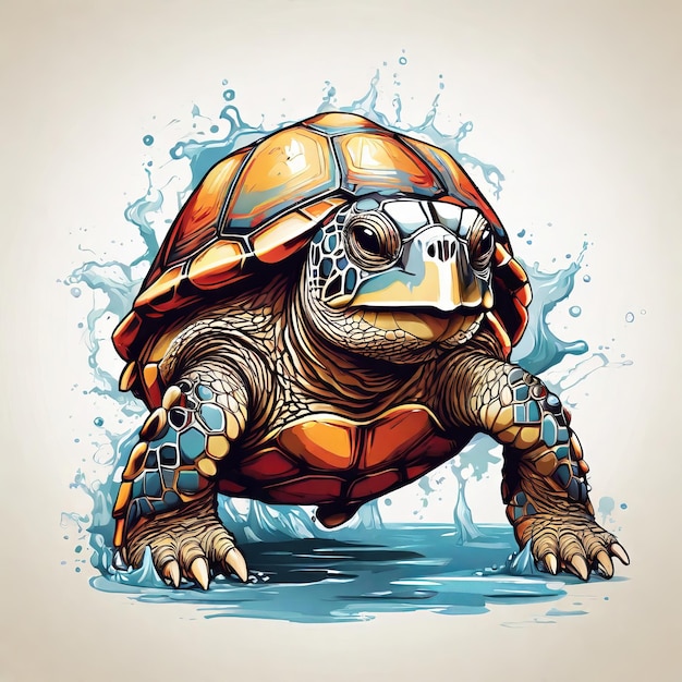 PSD turtle animal illustration for creative printing