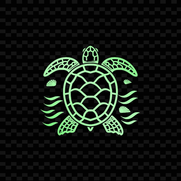 PSD turtle on a black background with a green turtle on the bottom