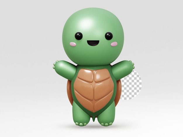 Turtle cute character cartoon 3D illustration