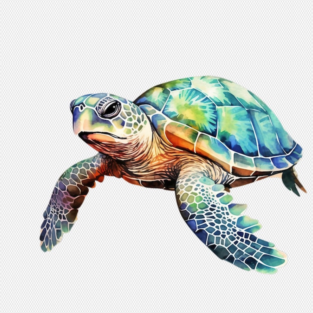 PSD turtle illustrated in isolated watercolor