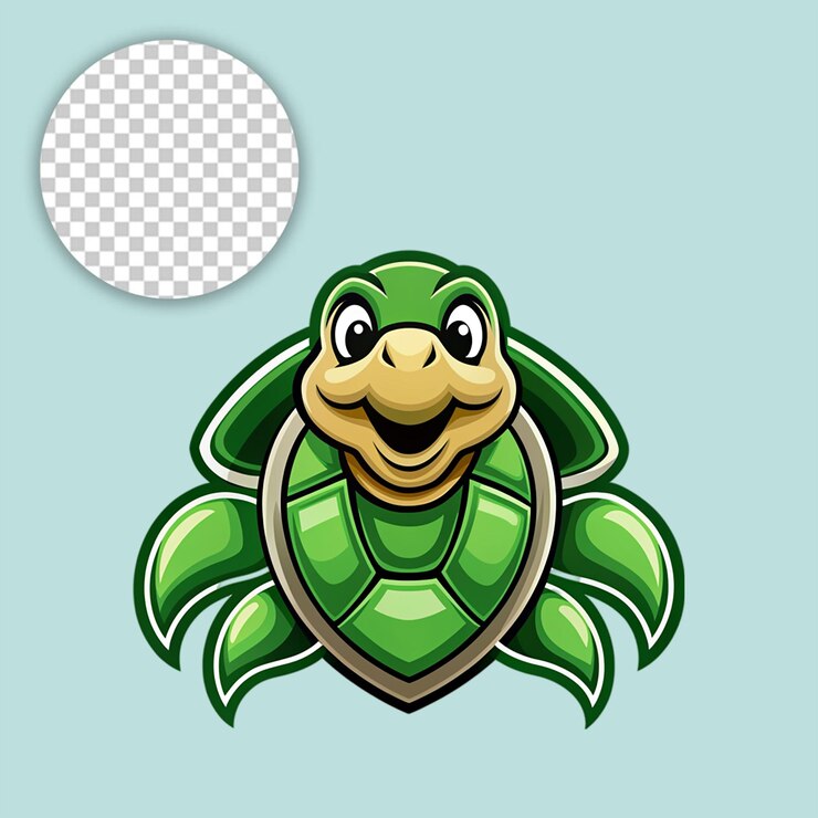 PSD turtle logo on transparent background