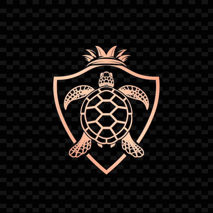 PSD turtle on a black background with a gold starfish on the top