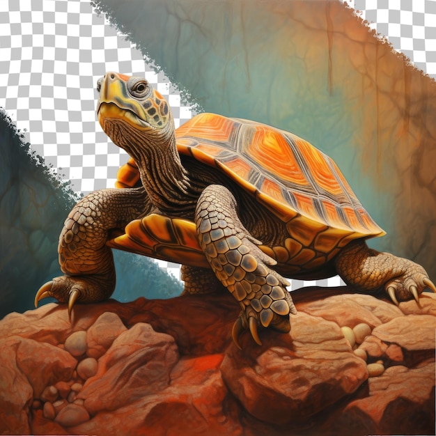 PSD turtle species with four eyes transparent background