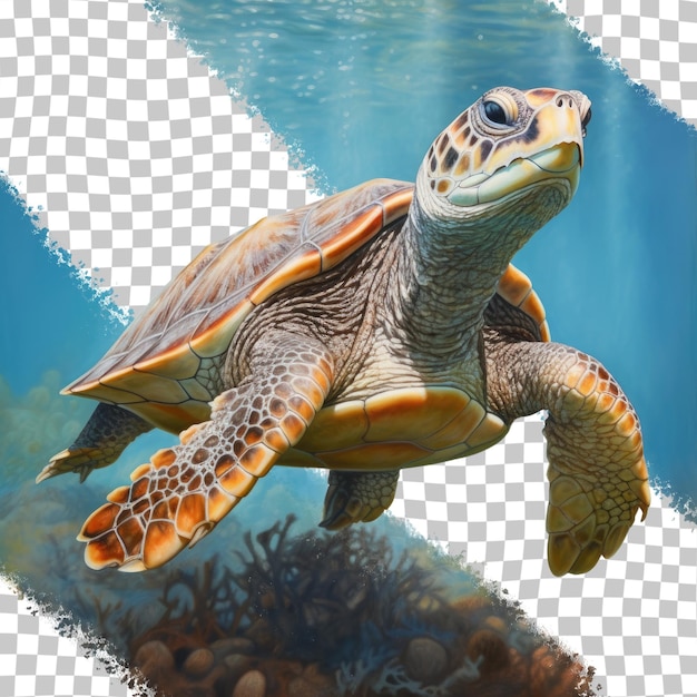 PSD turtle species with four eyes transparent background