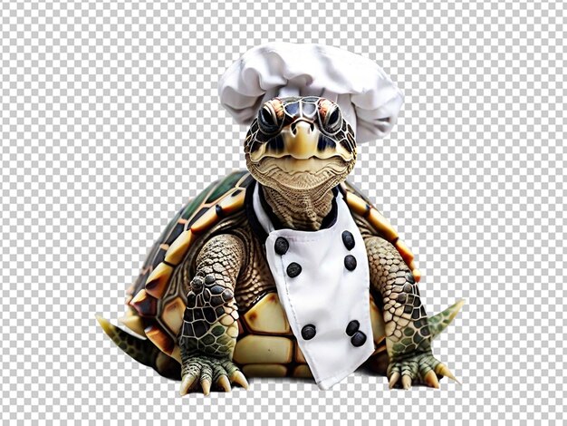 PSD a turtle wearing chef dress