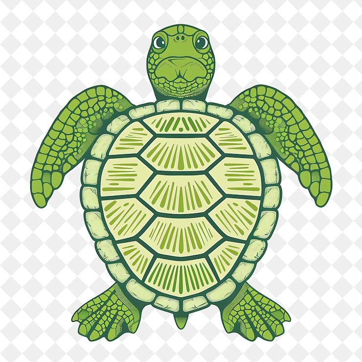 PSD a turtle on a white background with a pattern of green turtles on it
