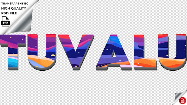 PSD tuvalu typography flat colorful text texture psd transparent