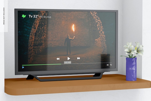 tv 32" on a shelf mockup