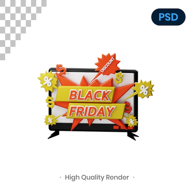 TV 3D Render Illustratie Premium Psd