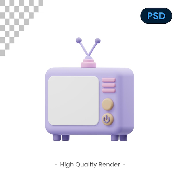 Tv 3d render illustrazione psd premium