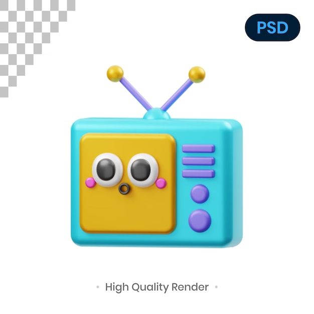 PSD tv 3d render illustration premium psd