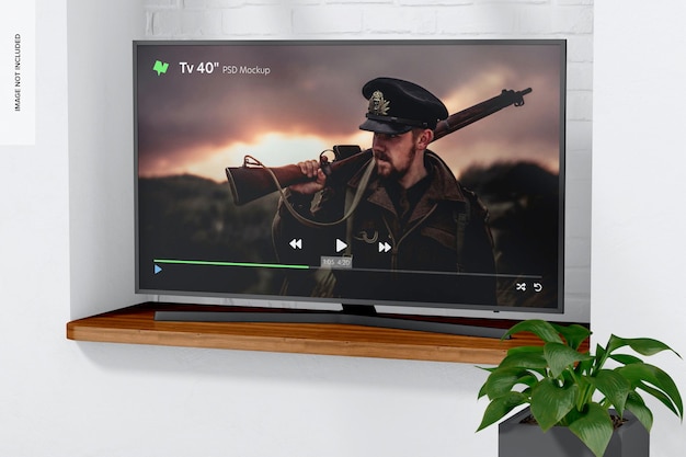 PSD tv 40 mockup, perspective view