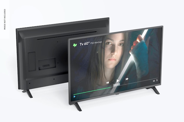 tv 60 mockup, perspective"