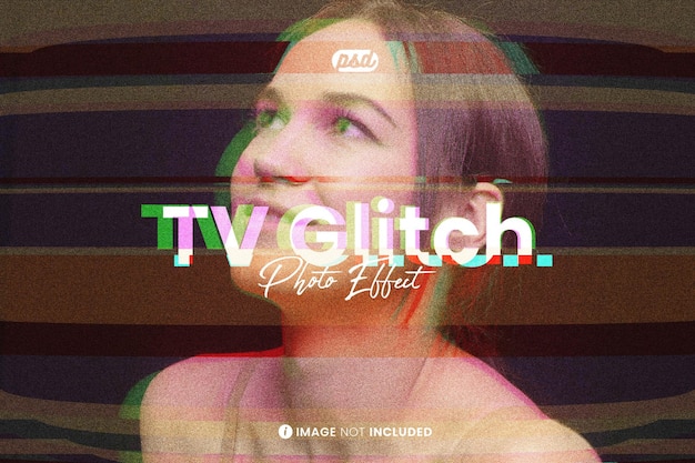 PSD tv glitch photo effect