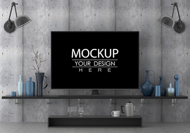 PSD Тв в гостиной psd mockup