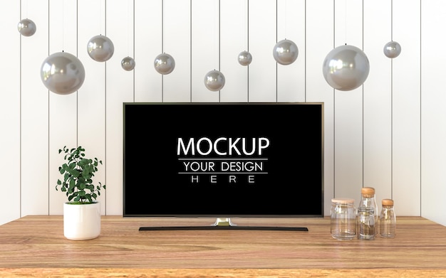 Tv in woonkamer mockup