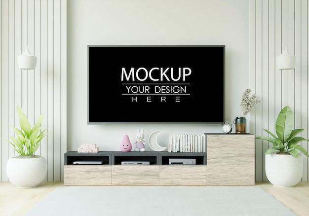 Tv in woonkamer mockup