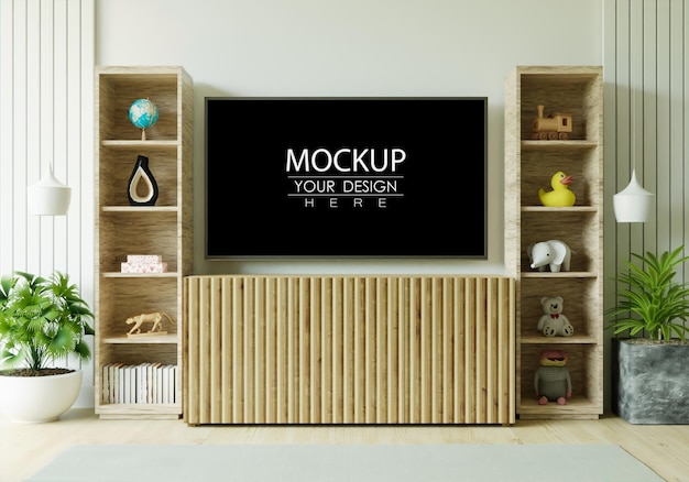 Tv in woonkamer mockup