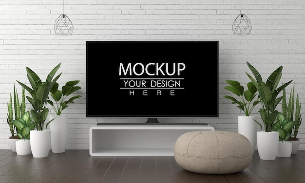 Tv in woonkamer mockup