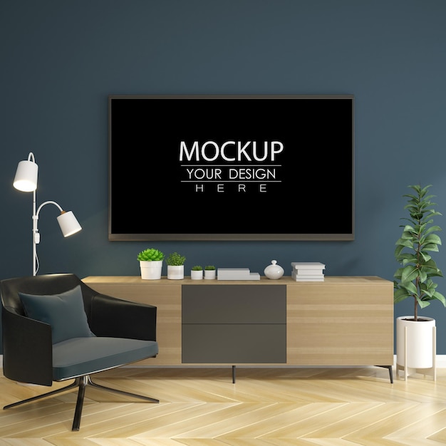 Tv in woonkamer mockup