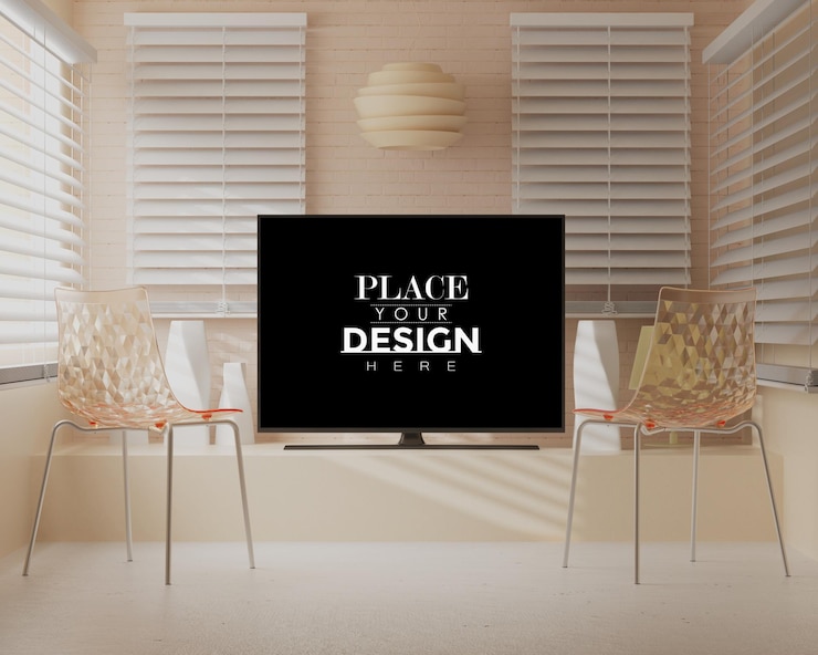 PSD tv in woonkamer mockup