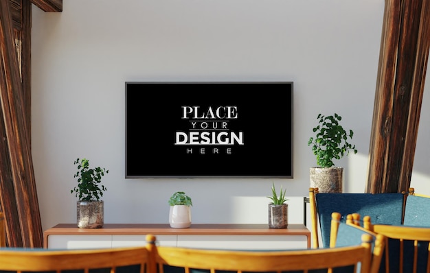 Tv in woonkamer mockup